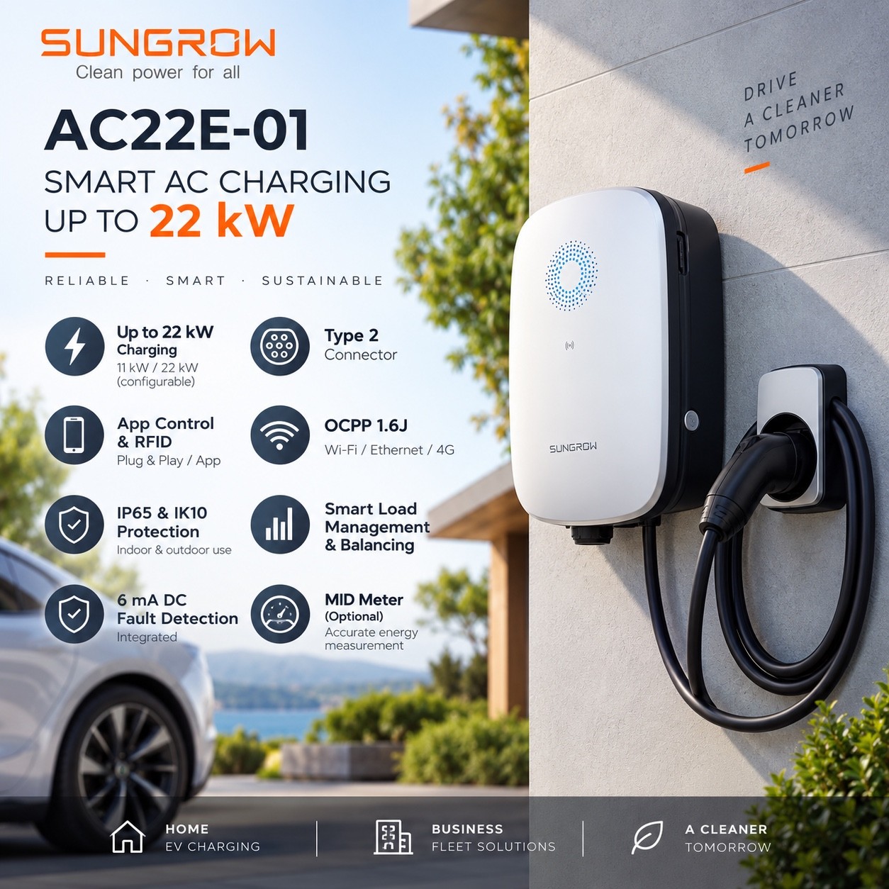 AC22E-01_Sungrow_under_2MB (AC22E-01) Φορτιστής AC Ηλεκτρικών Οχημάτων (Καλώδιο & MID) - Image 1