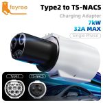 Feyree Type 2 to TESLA (NACS)EV Charger Adapter 32A 7kW 1 Phase AC Charging Cable